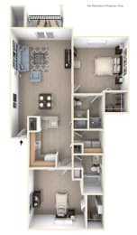 Two Bedroom Floor Plan at Tracy Creek Apartments, Perrysburg, Ohio