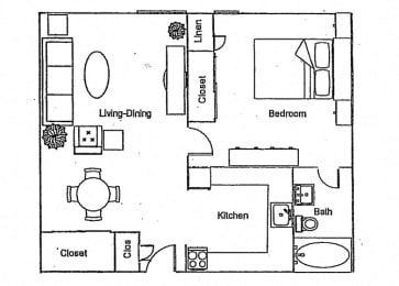 Floor Plan  One Bedroom Apartment