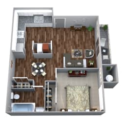 Mesa Village Apartments 1 Bedroom Apartment Floor Plan