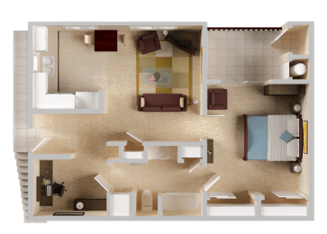 One Bedroom Floor Plan l Sterling Ranch Apartments El Dorado Hills CA