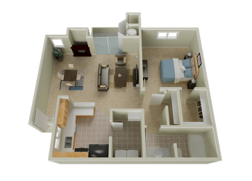 Floor Plan  One bedroom floor plan l Stonelake Apartments in Elk Grove CA