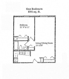 Floor Plan 1 Bedroom  1 Bathroom