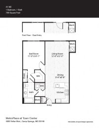 A1M2 Floor Plan at Metro Place at Town Center, Camp Springs, MD