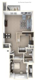 One Bedroom End Floor Plan at The Reserve at Destination Pointe, Grimes