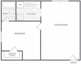 Floor Plan 1 Bed 1 Bath - HC-B