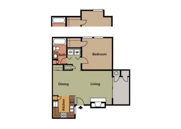 1x1 Floor Plan at Twin Creek Apartments in Antioch CA