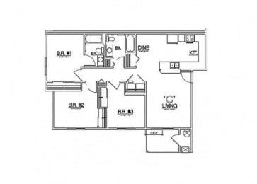 3 Bedroom Floor Plan  Laughlin, NV 89029 l Vista Creek Apartments for rent