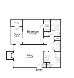One Bed One Bath Floor plan at The Hamilton at Kings Place, Maryland