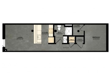 The Brewery A6 Floorplan 1 Bedroom 1 Bath 622 Total Sq Ft at The Tennessee Brewery, Memphis, TN 38103