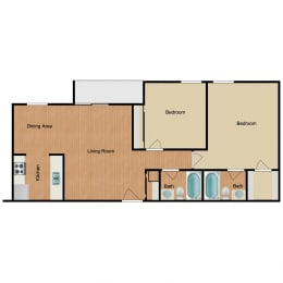 Two Bed Two Bath Floor Plan at Harlow at Gateway, St. Petersburg, 33702