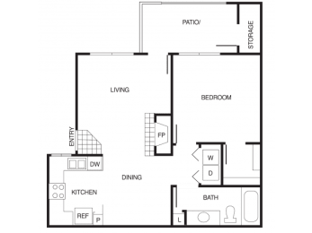 A1 1 Bed 1 Bath Floor Plan at Country Brook Apartments, Chandler, 85226