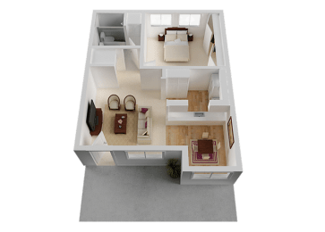 One Bedroom Floor Plan at Normandy Park, Santa Clara, 95050