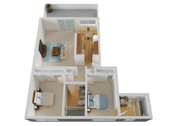 Two Bed Two Bath Floor Plan at Valley West, California