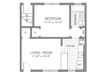 Floor Plan RENOVATED ONE BEDROOM RESIDENCE