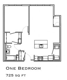 One Bedroom Layout at The Commons in Weymouth