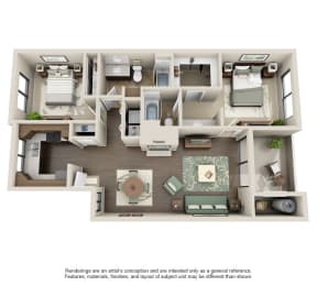 2x2 2A Floor Plan at Sonoran Apartment Homes, Phoenix, AZ, 85044