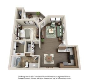 1x1 Floor Plan at Sonoran Apartment Homes, Phoenix, AZ, 85044