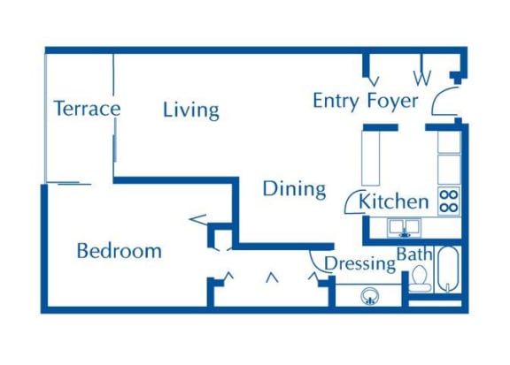Floor Plan  1 bedroom 1 bathroom floor plans at The Van Buren Apartments in Tucson, AZ