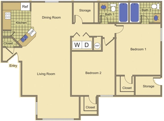 Floor Plan  2 bedroom 2 bathroom at Bella Vita in Bullhead City, AZ