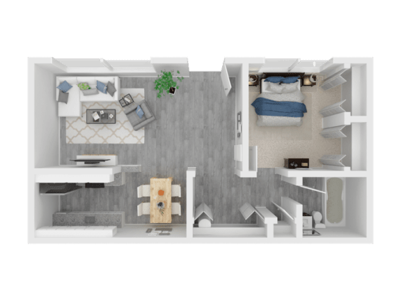 Floor Plan  One Bedroom  Floor Plan 575-600 Square Feet - Aspire Sacramento  CA