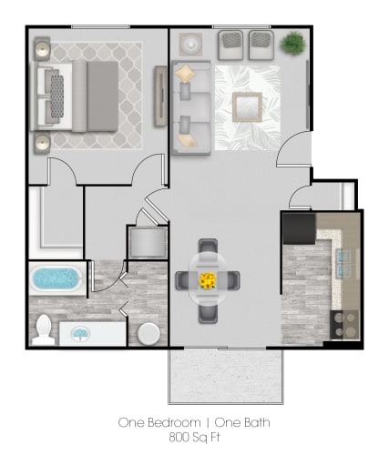 Floor Plan  One Bedroom, One Bathroom