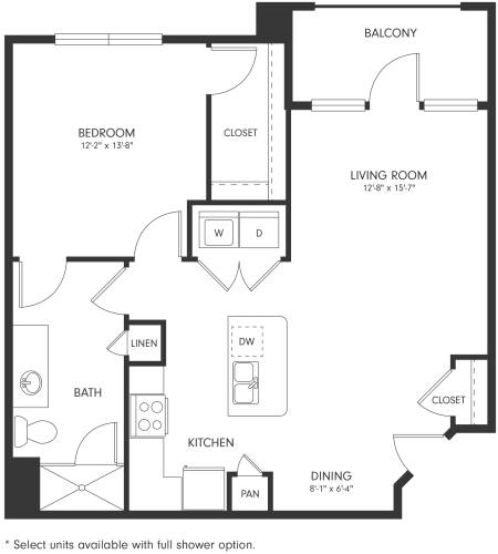 A5 2D Floor Plan Floor Plan One-Bedroom Floor Plan A5 | Axis Hamilton Apartments
