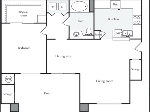 Floor Plan  1X1 Floor Plans available at Redwood Gardens Apartments