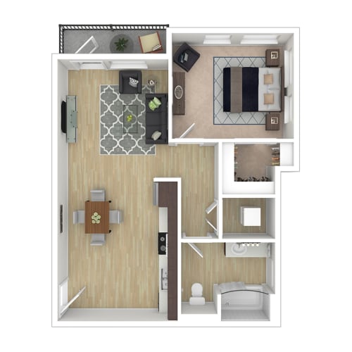 Floor Plan  A1B 3D floor plan with furnishings