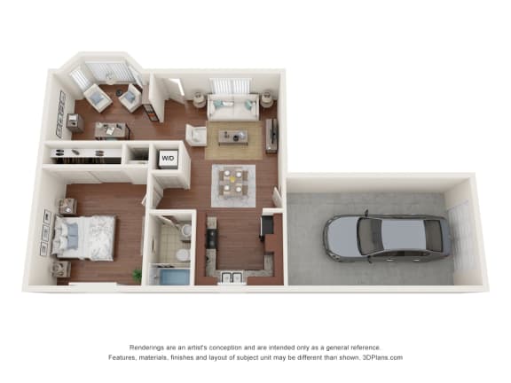 Floor Plan  One bedroom with Den and attached garage