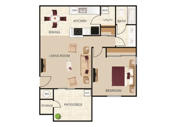 Floor Plan  San Marino Apartments 1x1 S Floor Plan