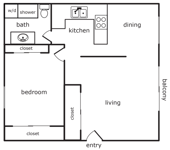 Floor Plan  1 Bed 1 Bath