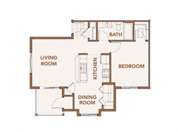 Floor Plan  One Bedrooms  Floor Plan Copper Trail Apartments | Apartments in Olympia, WA