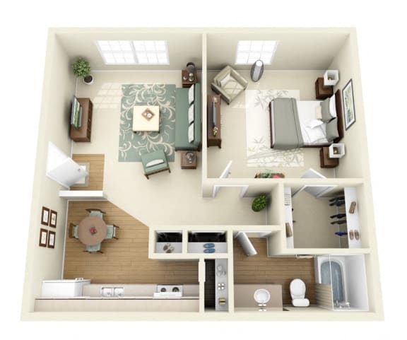 Floor Plan  Sequoia 1 bedroom 1 bathroom Apartments in Santa Fe