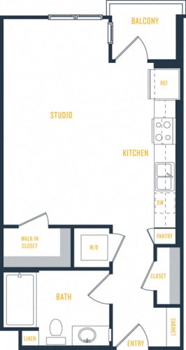 Floor Plan  Plan 1 - 0 Bedroom 1 Bath Floor Plan Layout - 519 Square Feet