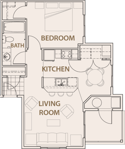Floor Plan  1x1 Colorado Springs, CO 80908 | Copper Range Apartments