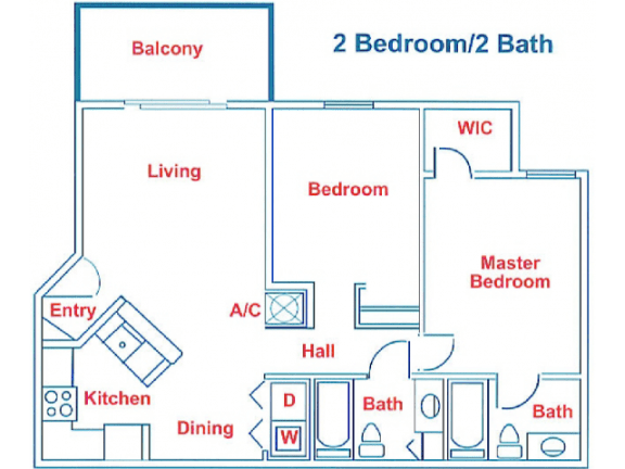 Floor Plan  Two Bedroom Two Bath