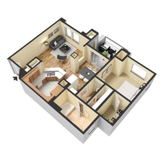 Floor Plan  One Bedroom Floor Plan l Lesarra Apartment in El Dorado Hills Ca