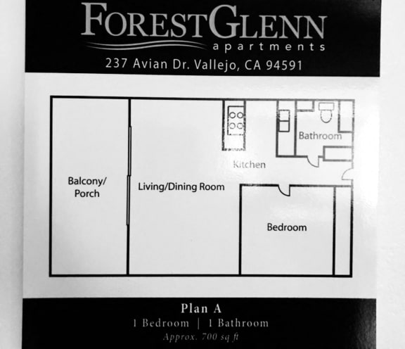 Floor Plan  1 bedroom floor plan l Forest Glenn Apartments in East Vallejo CA