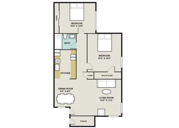 Floor Plan  San Dimas, CA mountain view apartments 2 bedrooms 1 bath