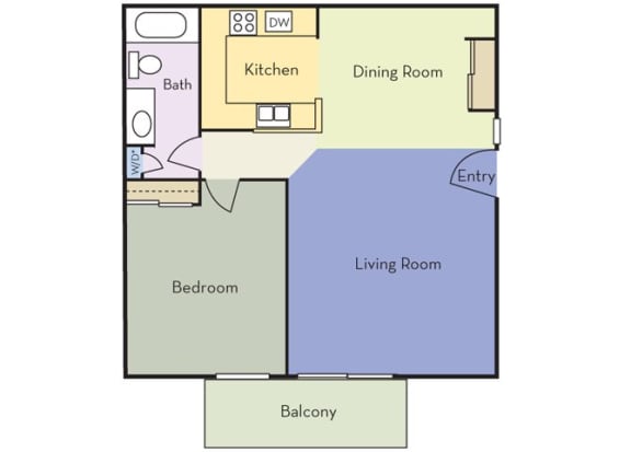 Floor Plan  Concord, CA Crossroads Apartments homes ! bedroom 1 bath
