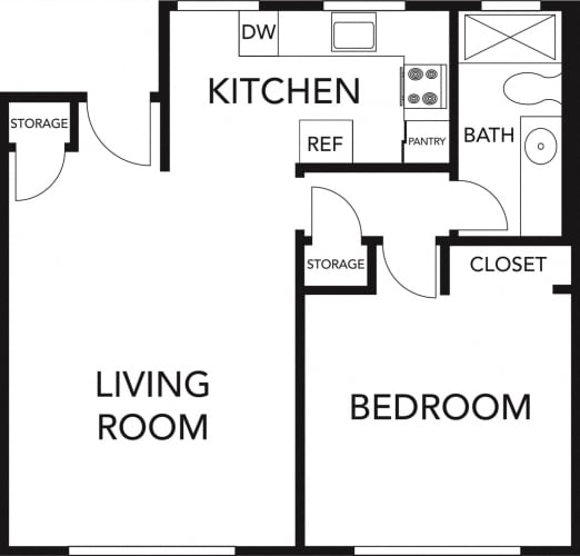 Floor Plan  One Bed One Bath - A