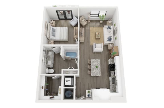 Floor Plan  1 bed 1 bath floor plan at LynnCora, Grand Prairie, TX, 75052