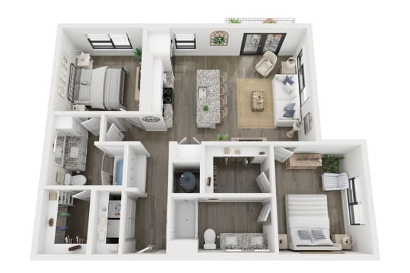 2 bedroom 2 bathroom floor plan b at LynnCora, Texas, 75052