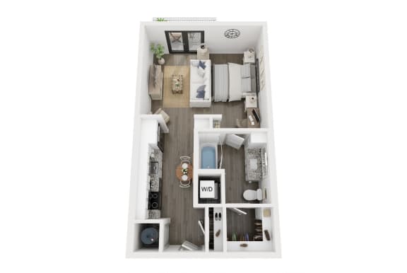 Studio 1 bathroom floor plan A at LynnCora, Texas, 75052