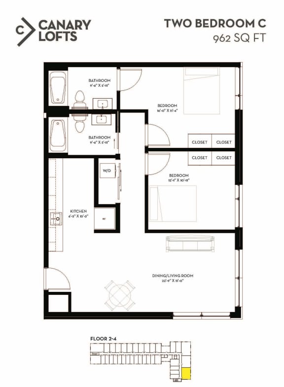 Floor Plan  Two Bedroom C