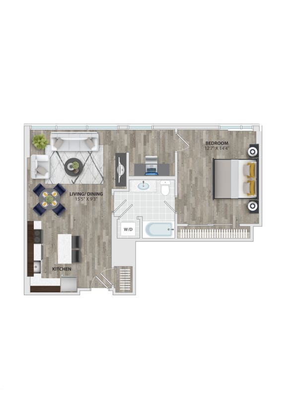 1B3A Floor Plan 1B3A Floor Plan at 1405 Point, Maryland