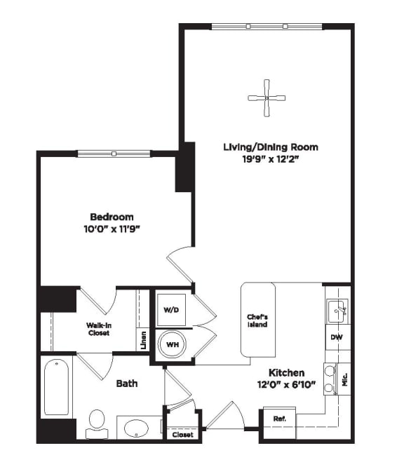 1 bed 1 bath A2a Floor Plan 1 bed 1 bath A2a Floor Plan at 800 Carlyle, Alexandria, VA