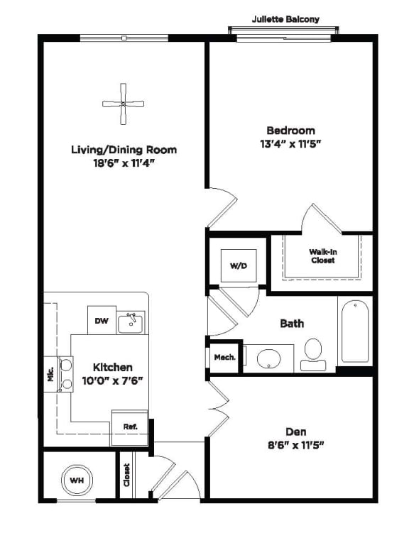 Floor Plan  1 bed 1 bath A2ad Floor Plan at 800 Carlyle, Alexandria, 22314
