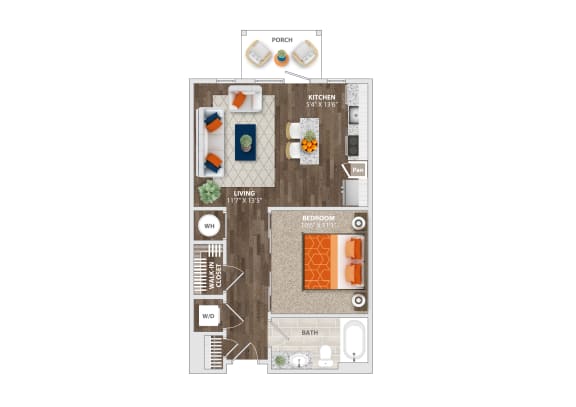 0 Bed 1 Bath Grove Floor Plan at Trelago Apartments, Maitland, FL, 32751