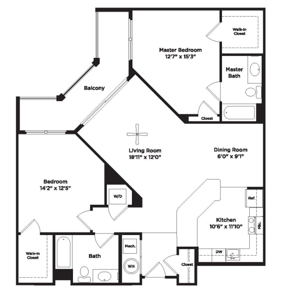 2 bed 2 bath B13b Floor Plan 2 bed 2 bath B13b Floor Plan at 800 Carlyle, Virginia, 22314